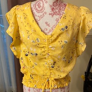 Yellow flower printed top